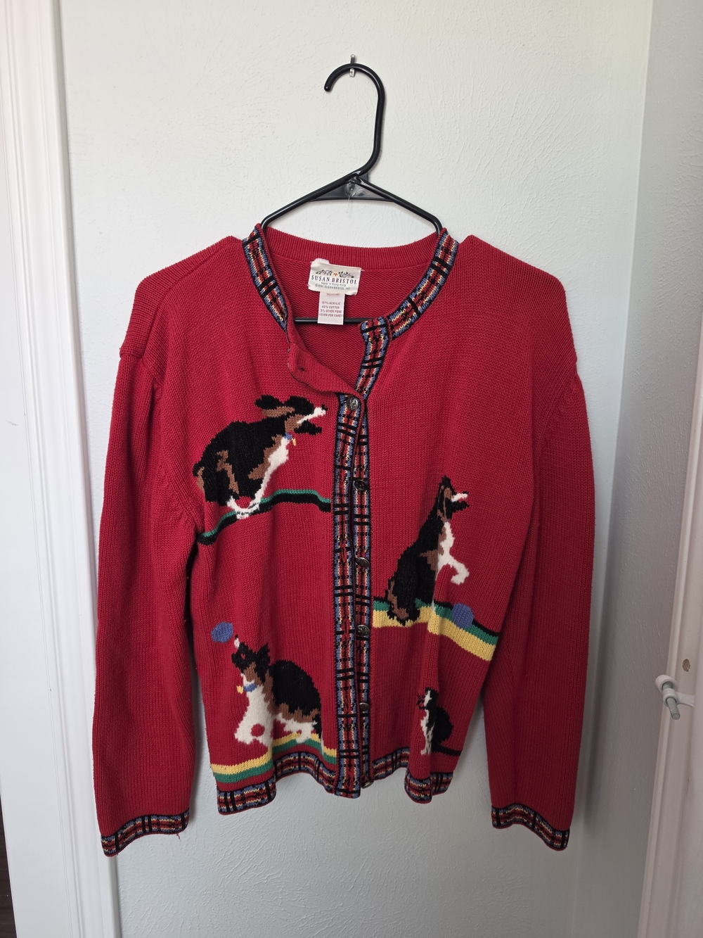 Vintage Susan Bristol Dog Novelty Cardigan